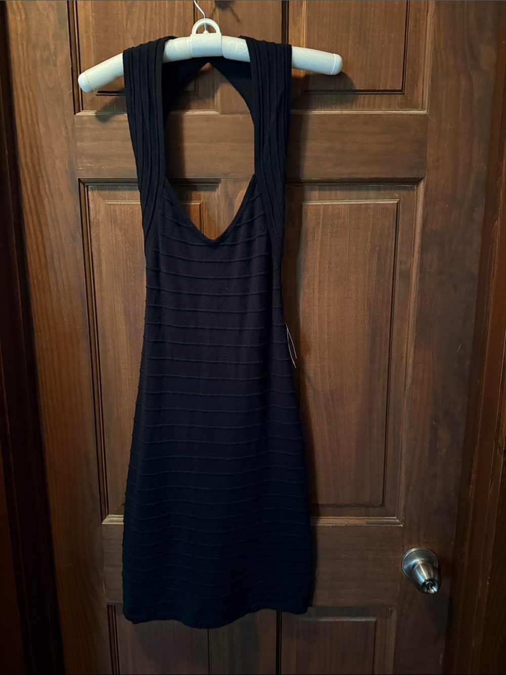 Black Ribbed Sleeveless Knit Dress M NWT